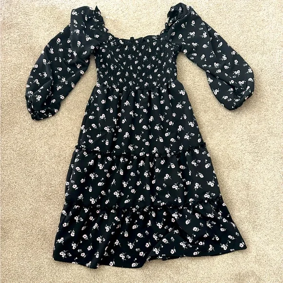 As U Wish Dresses | Size Small. Black Dress With White/Pink Flowers. Worn Once. | Color: Black | Size: S | Pm-33515749's Closet